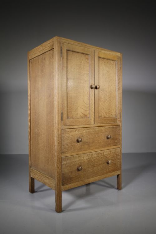 Heals of London Antique Oak Tall Boy Cupboard
