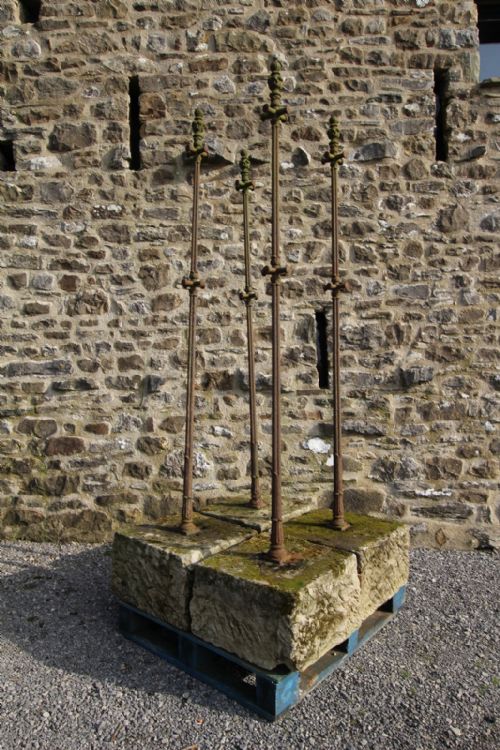 Pair of Antique Cast Iron Washing Line Poles in Stone