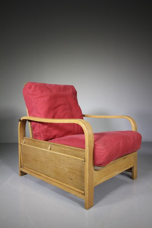 1930'S Heals Oak Recling Reading Armchair