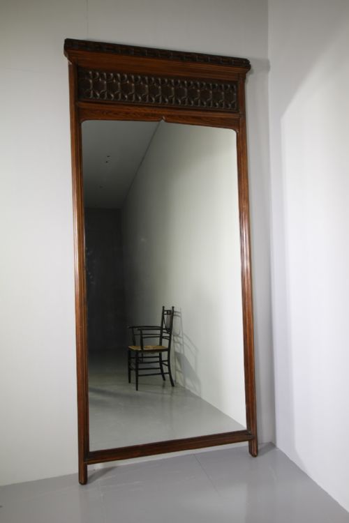 Tall English 19th Century Antique Gothic Panel Mirror