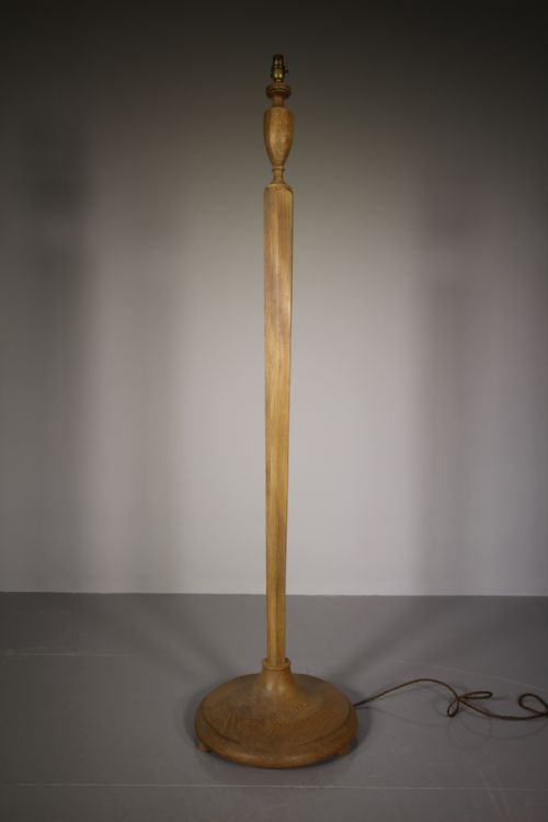 1930'S Heals Oak Standard Lamp - Rewired & Tested