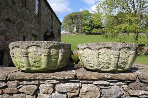 Pair of Large 1940'S Stone Garden Planters