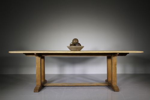 Large Edwardian Antique Oak Refectory Dining Table