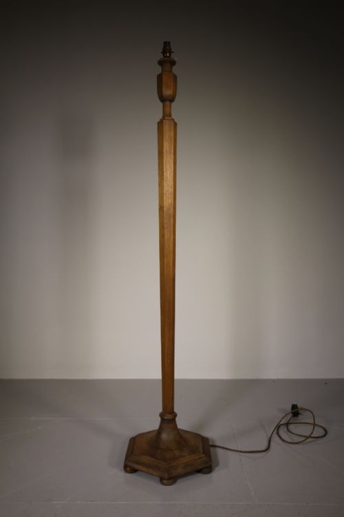 Heals 1930'S Pale Walnut Standard Lamp