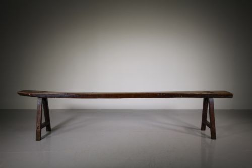 English 18th Century Antique Pear Wood Bench Seat
