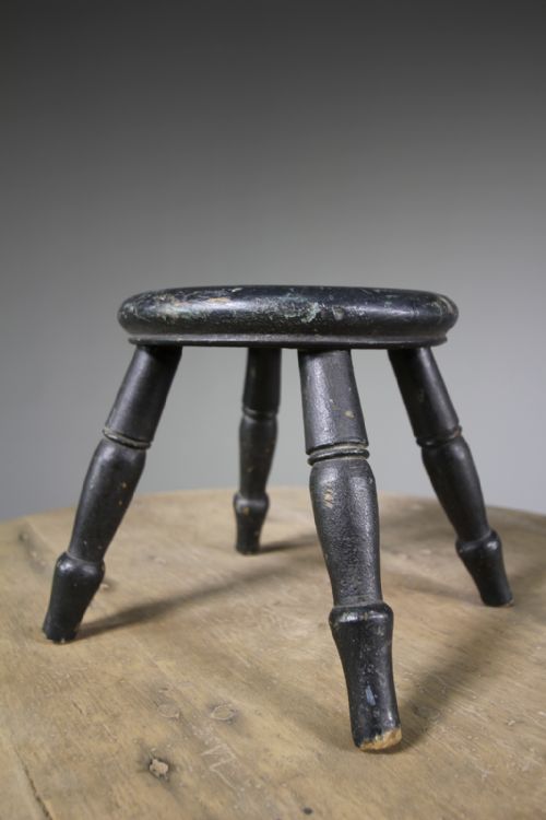 English 19th Century Antique Stool in Original Paint