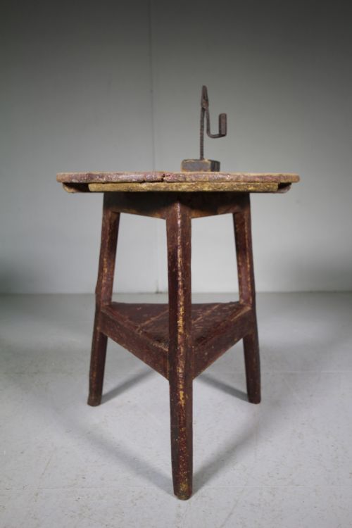 19th Century Welsh Antique Painted Pine Cricket Table