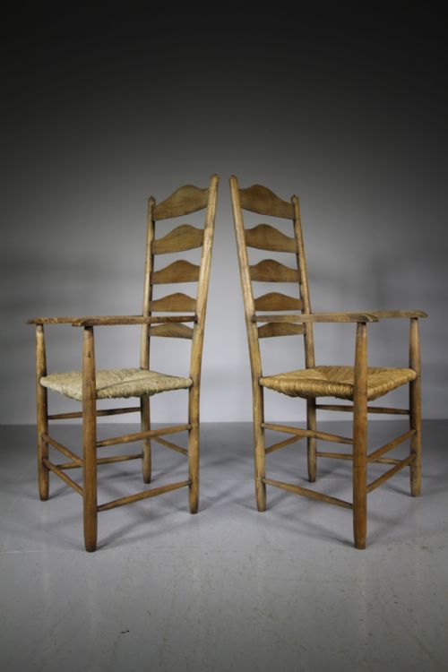 Pair of Ed Gardiner Antique Carver Armchairs - Stamped