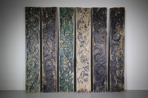 Six Huge 19th Century Antique Architectural Carved Pine Panels