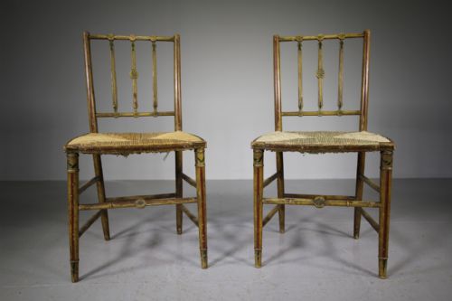 Pair of Regency Original Painted Antique Chairs