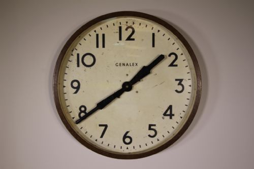 Large English 1930'S Genalex Factory Wall Clock.