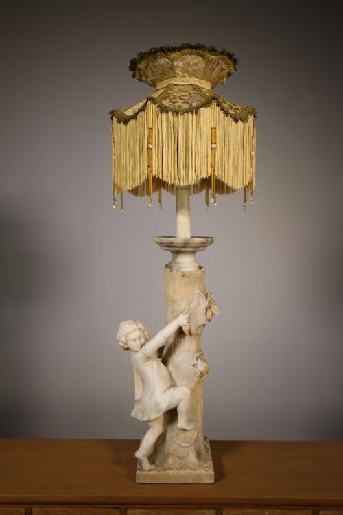 Tall Edwardian Antique Italian Alabaster Lamp