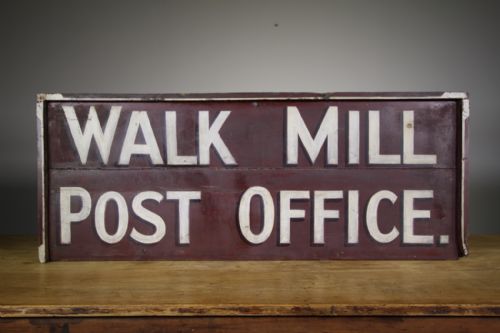 Large Edwardian Painted Pine Antique Post Office Sign