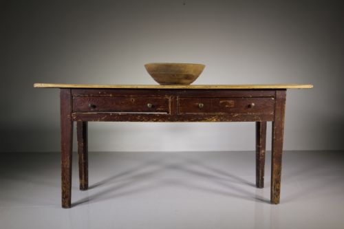 English Antique Original Painted Pine Serving Table