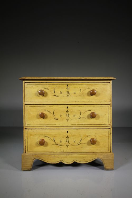 19th Century Original Painted Pine Antique Chest