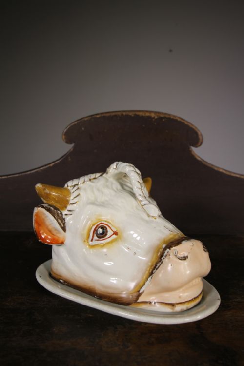 English 19th Century Pottery Antique Butter Dish
