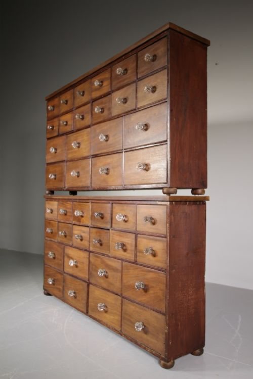 Pair of English Antique Apothecary Chest of Drawers