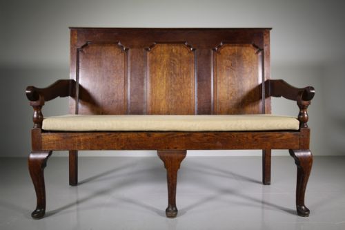 English Georgian Antique Oak Settle Seat