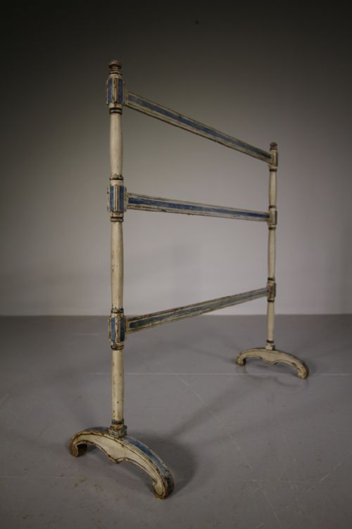 Original Regency Antique Painted Pine Towel / Clothes Rail