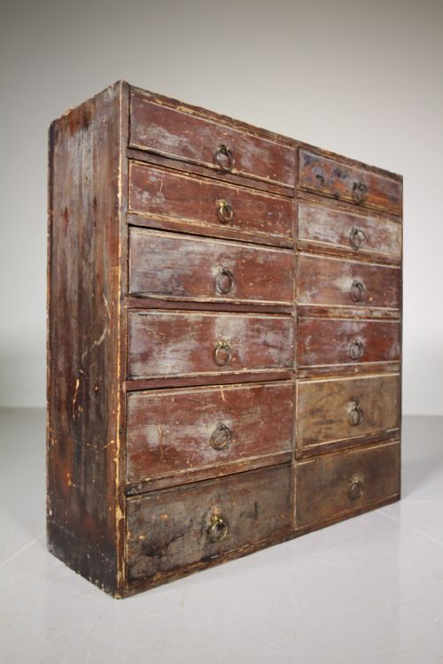 English Original Painted Pine Antique Drawers