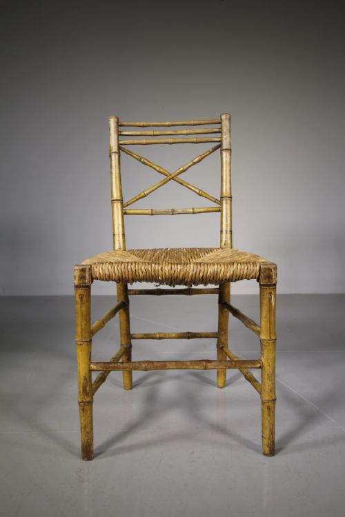Regency Antique Faux Bamboo Chair in Original Paint