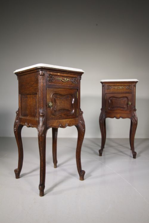 Pair of French Antique Oak Bedside Cupboards