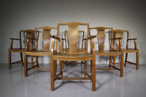 Set of Six Heals Antique Oak Dining Chairs