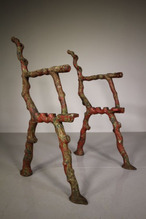 Pair of English Antique Rustic Pattern Garden Bench Ends