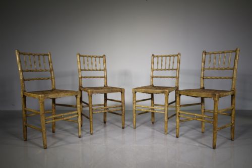 Set of Four Regency Simulated Bamboo Chairs in Paint
