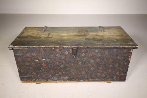 Fabulous 18th Century Antique Ship's Box in Original Paint
