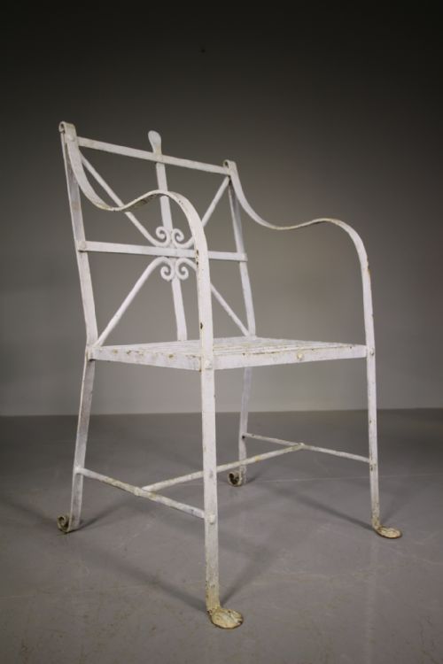 Edwardian Antique Wrought Iron Garden Armchair