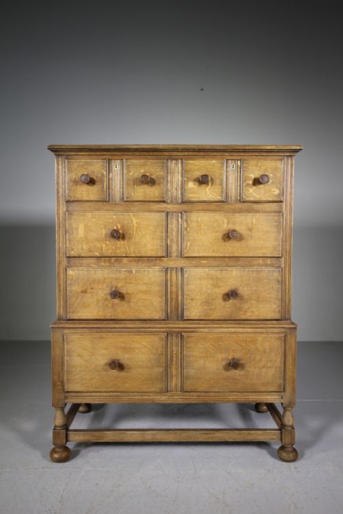 Heals Antique Oak Chest of Drawers - Labelled