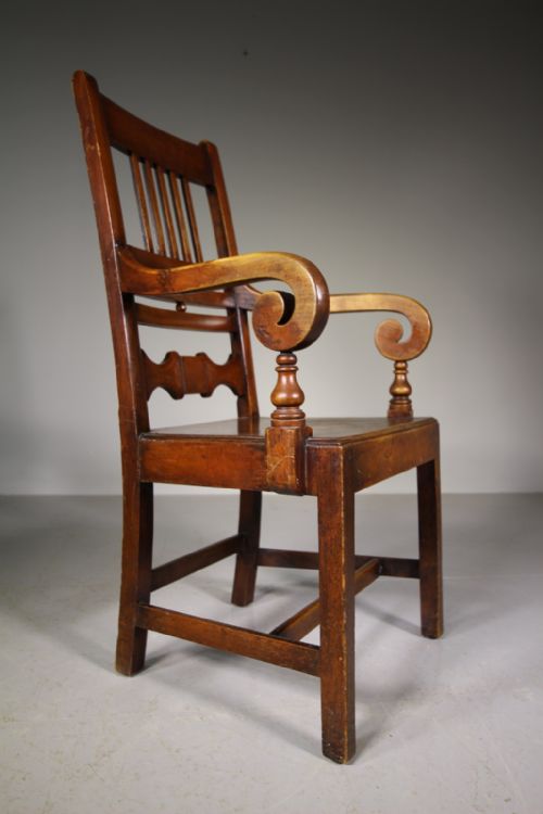 19th Century Scottish Birch Wood Country Antique Armchair