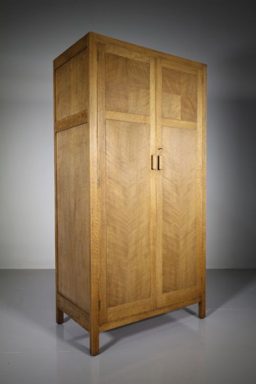1930'S Heals of London Oak Wardrobe - Labelled