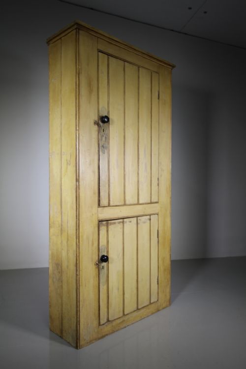 19th Century Antique Original Painted Pine Cupboard