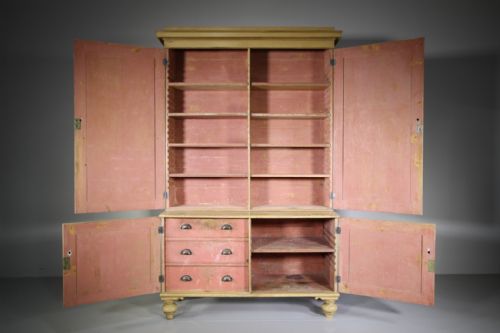 Superb William IV Original Painted Pine Antique Cupboard