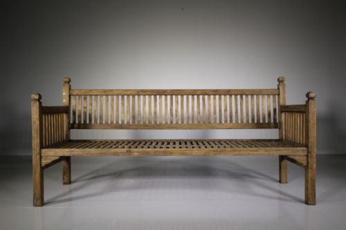 Edwardian Antique Heals of London Teak Garden Bench Seat