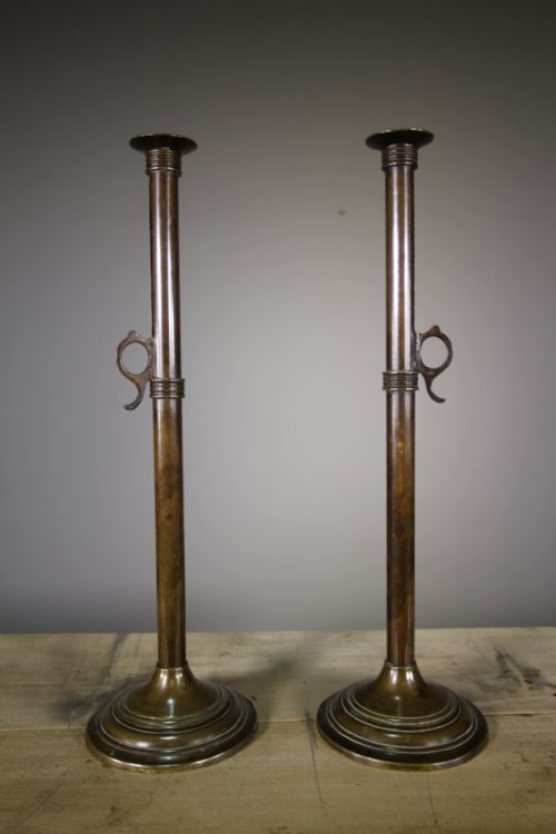 Tall Pair of Englsh 19th Century Antique Candlesticks
