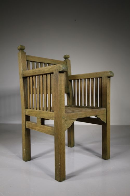 Edwardian Antique Heals Teak Garden Armchair