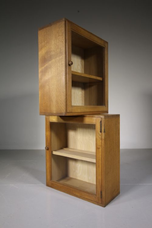 Pair of Heals 1930'S Oak Wall Cabinets - Labelled