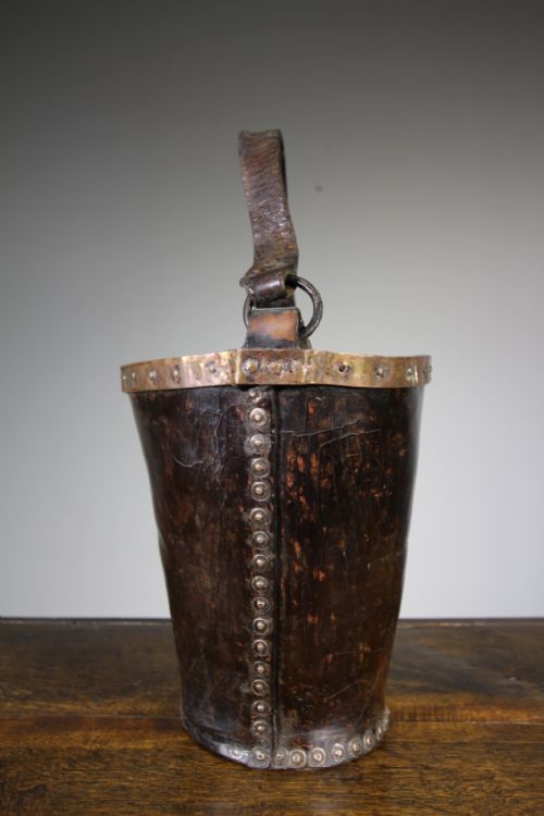 English 19th Century Antique Leather Fire Bucket