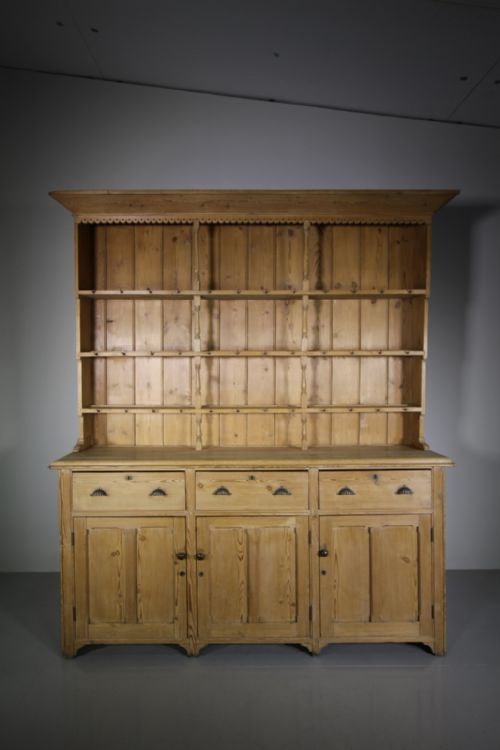 Large 19th Century English Antique Pine Kitchen Dresser
