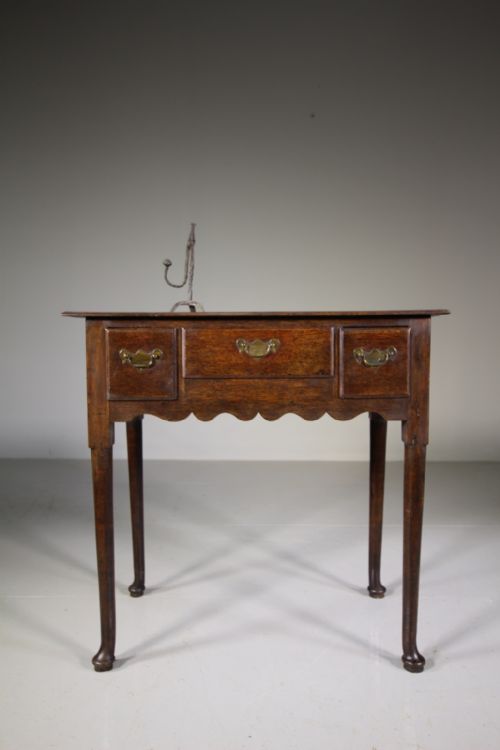 18th Century Antique Oak Lowboy on Pad Feet