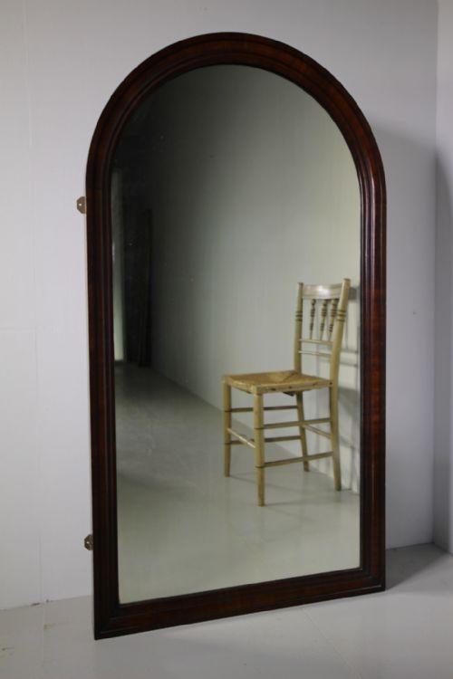 19th Century Antique Mahogany Arch Top Mirror