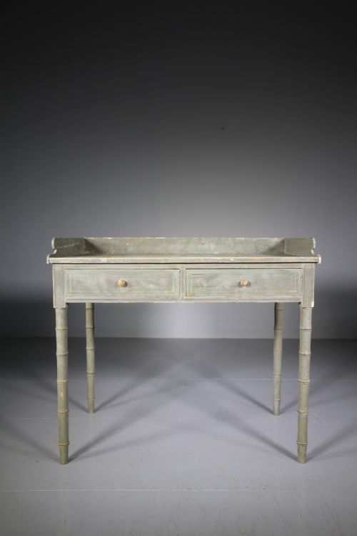Regency Antique Simulated Bamboo Table in Original Paint
