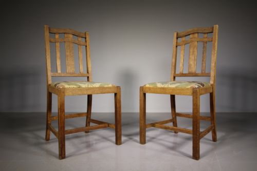 Pair of Heals Antique Oak Dining Chairs - Labelled