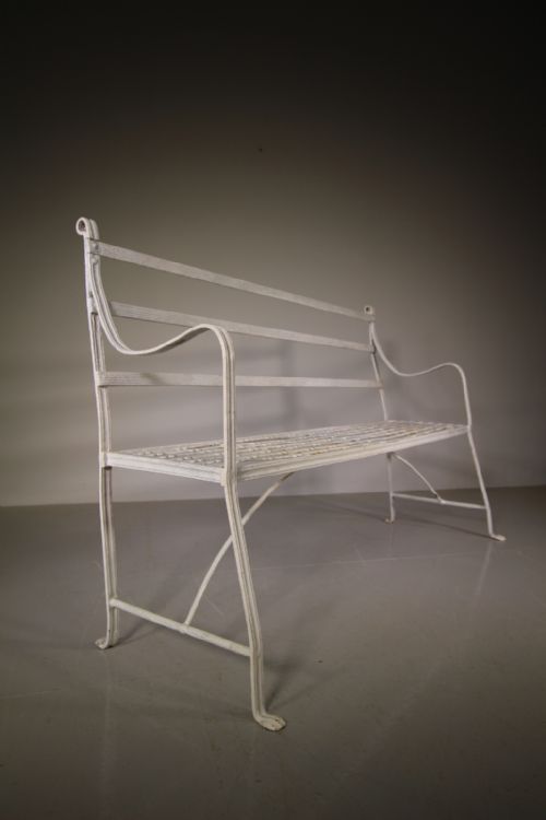 Regency English Antique Wrought Iron Garden Bench