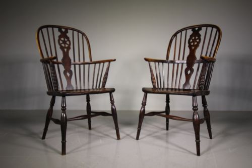 Pair of Antique Thames Valley Windsor Armchairs