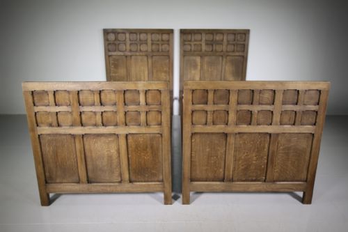 Pair of Heals 1920'S Oak Single Beds - Labelled