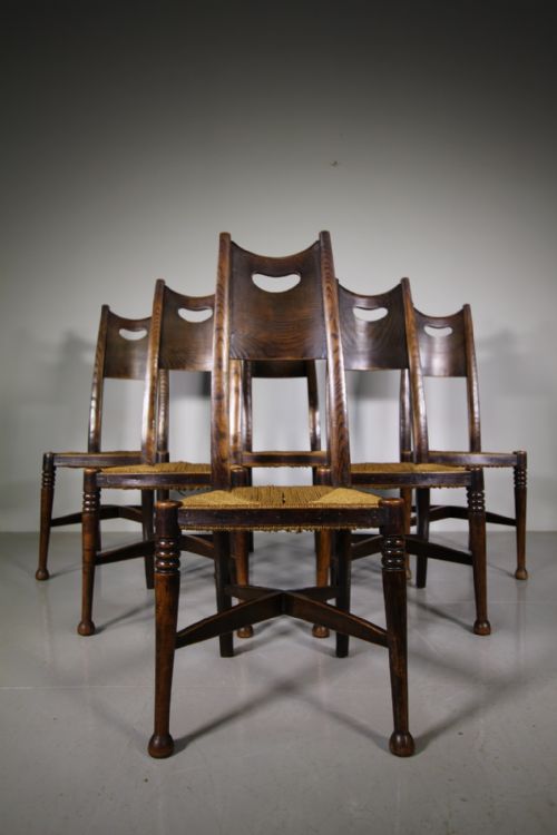Rare Set of Six Antique Dining Chairs by George Walton
